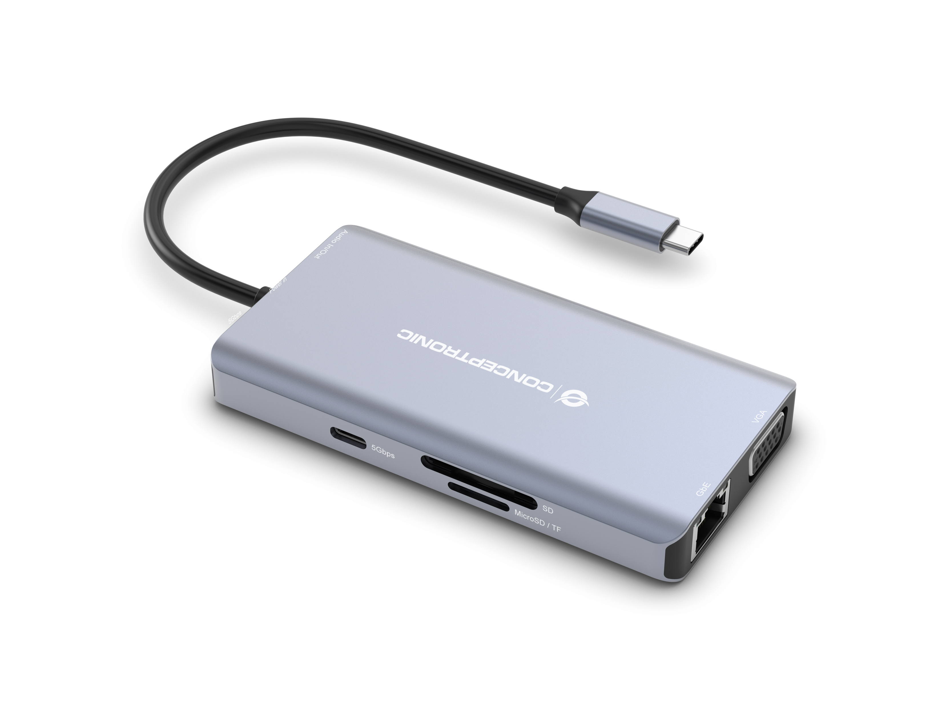 Conceptronic Dock USB-C->HDMI 2xUSB-A GbE 100WPD+ 25cm gr, Ansicht 2