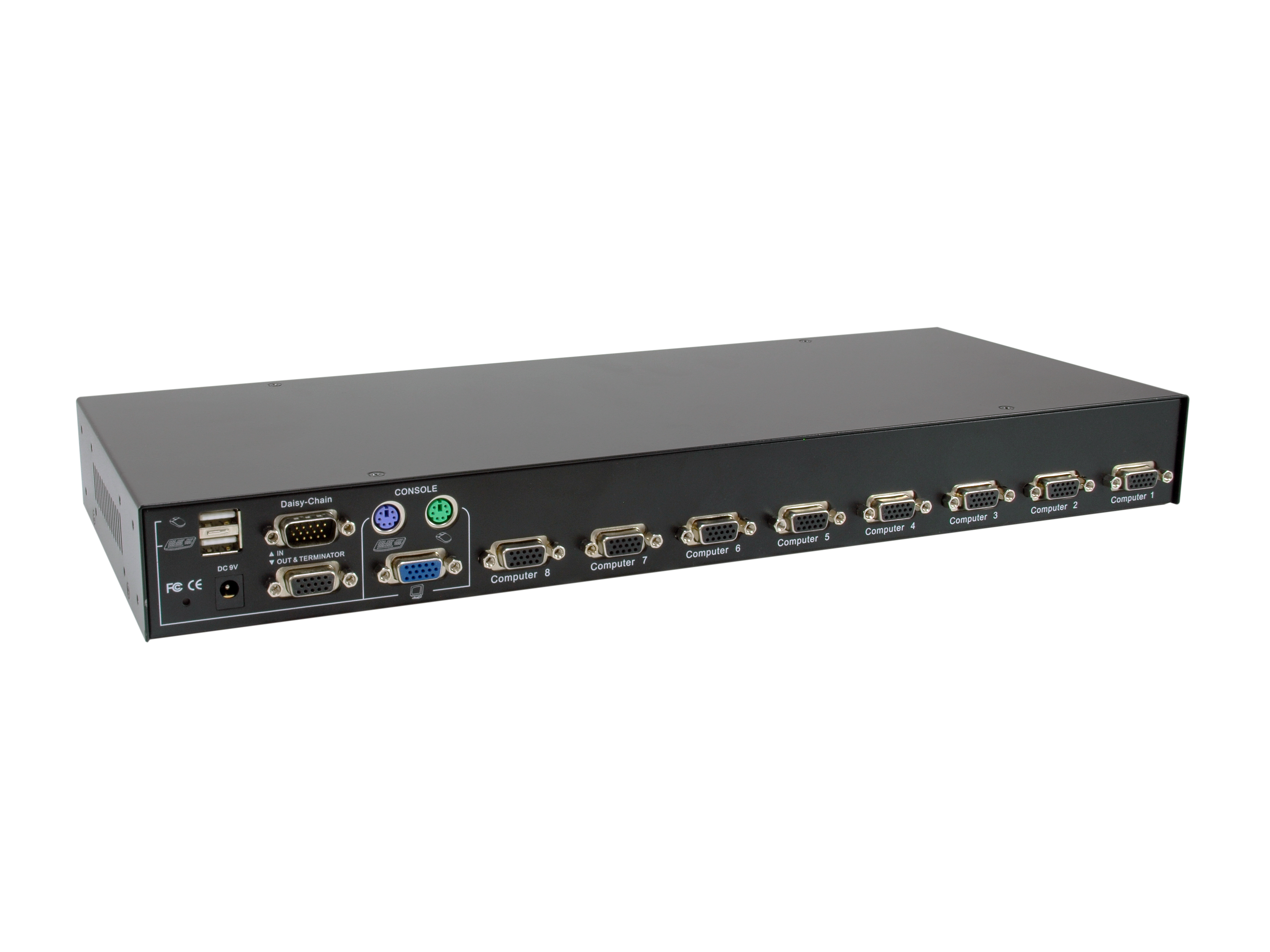 LevelOne 8-Port PS/2-USB VGA KVM Switch - 2048 x 1536 Pixel - Rack-Einbau - 1U - Schwarz, Ansicht 2