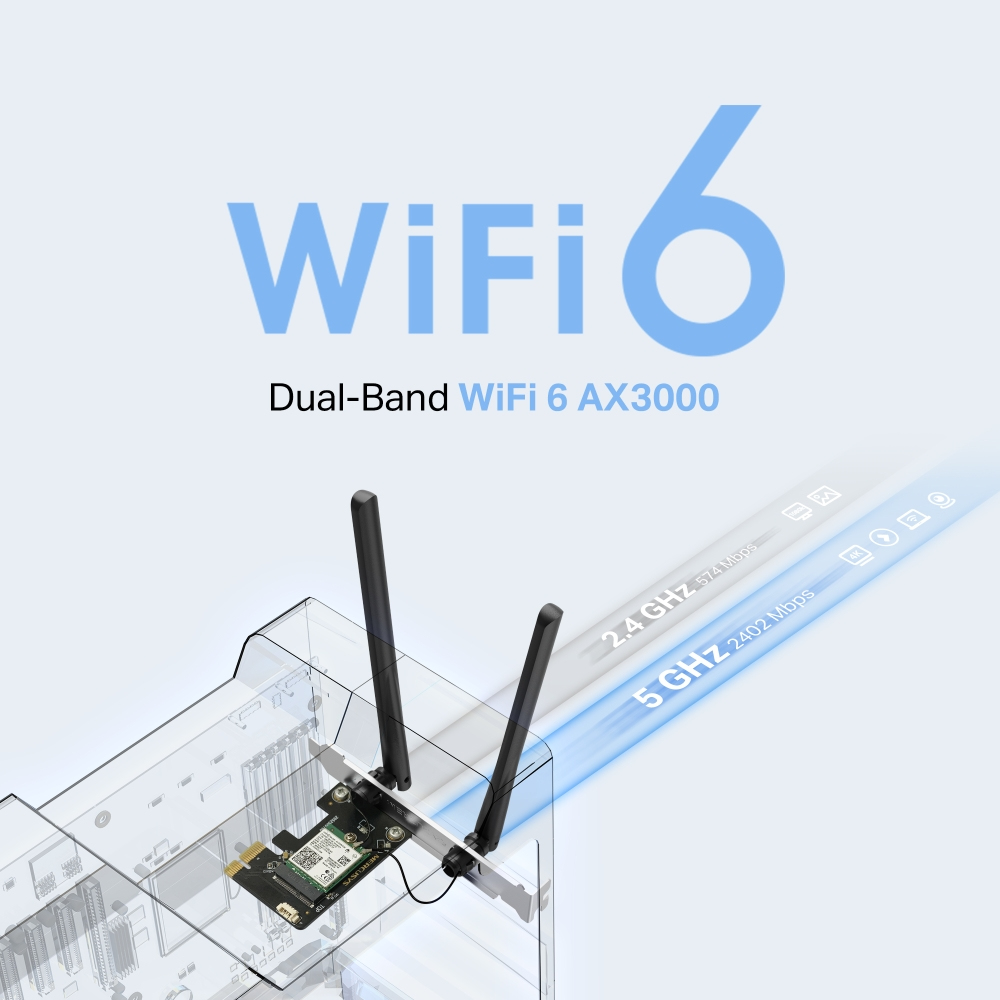 TP-LINK WL-PCI AX3000 Dual-Band Bluetooth Express Adapter - Schnittstellenkarte - PCI, Ansicht 3