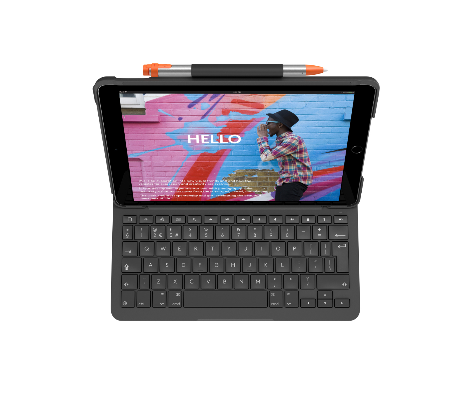 Logitech Slim Folio - Tastatur und Foliohülle - Bluetooth - Graphite - für Apple 10.2-inch iPad  - TL: UK, QWERTY, Ansicht 2