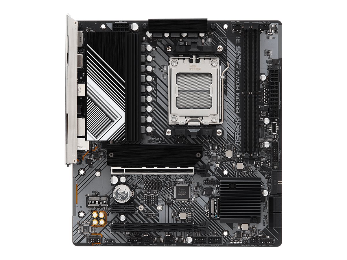 ASRock B650M-HDVM.2 - Motherboard - micro ATX - Socket AM5 - AMD B650 Chipsatz - USB 3.2 Gen 1 USB-C 3.2 Gen2 USB-C 3.2 Gen 1 - 2.5 Gigabit LAN - Onboard-Grafik (CPU erforderlich)