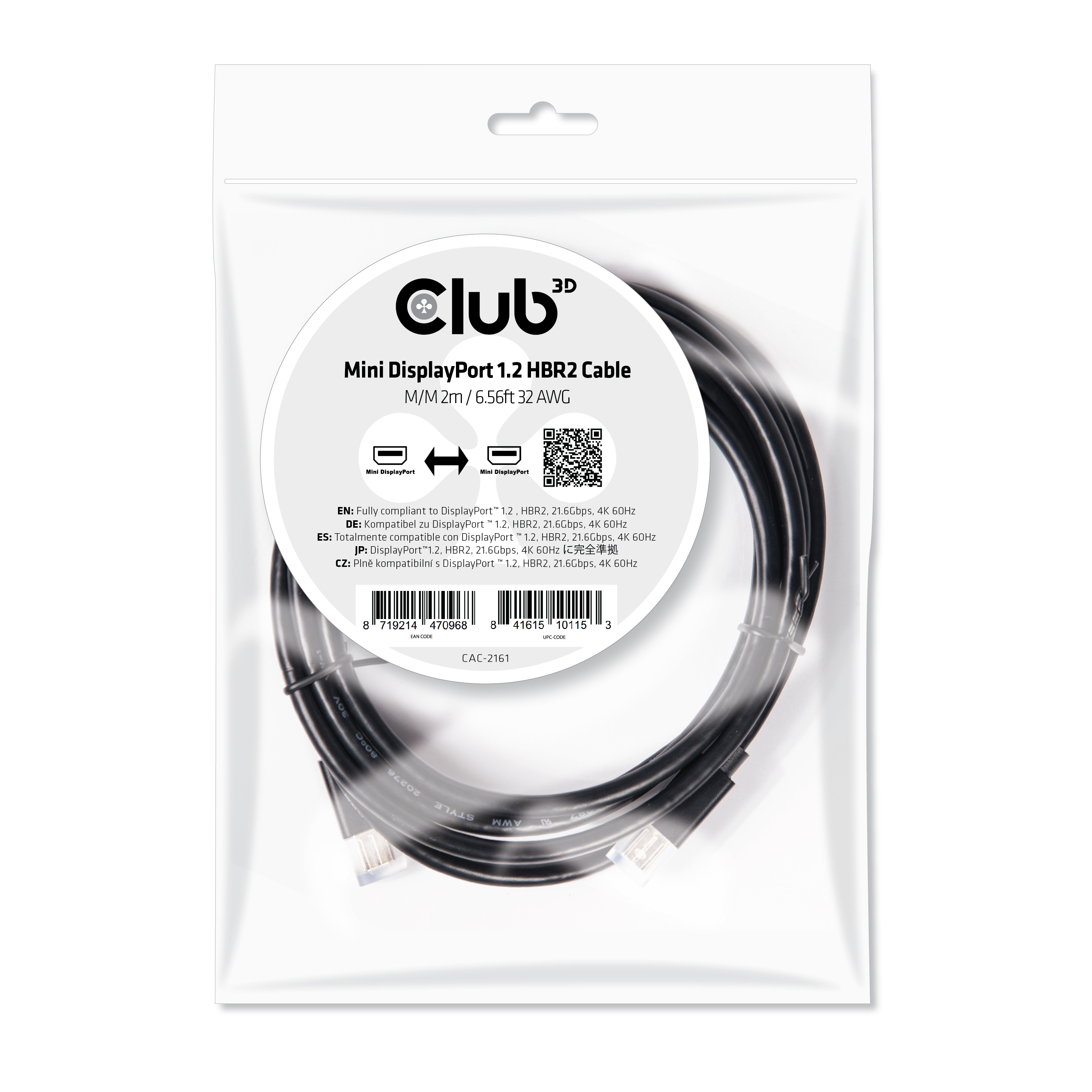 Club 3D DisplayPort-Kabel - Mini DisplayPort (M) - bis Mini DisplayPort (M) - DisplayPort 1.2a - 2 m - 4K Unterstützung, Ansicht 2
