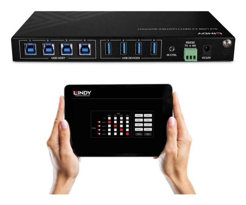 Lindy 4x4 USB 3.2 Gen 1 Matrix Switch, Ansicht 2