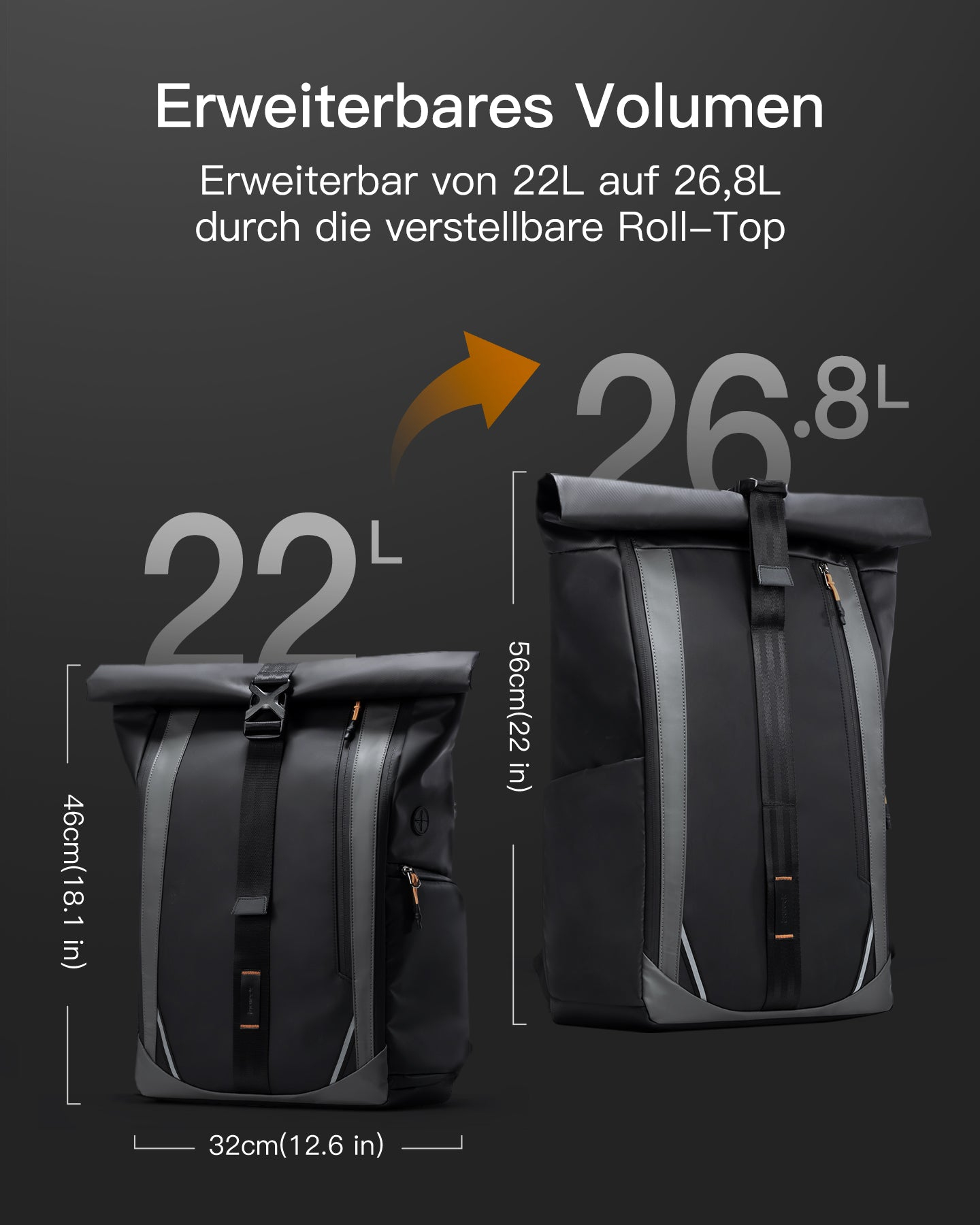 Inateck Notebook-Rucksack BP01009 black 22-26.8L, Ansicht 2