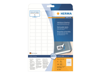 HERMA Special - Papier - matt - selbstklebend entfernbarer Klebstoff - weiß - 25.4 x 16.9 mm 2800 Etikett(en) (25 Bogen x 112)