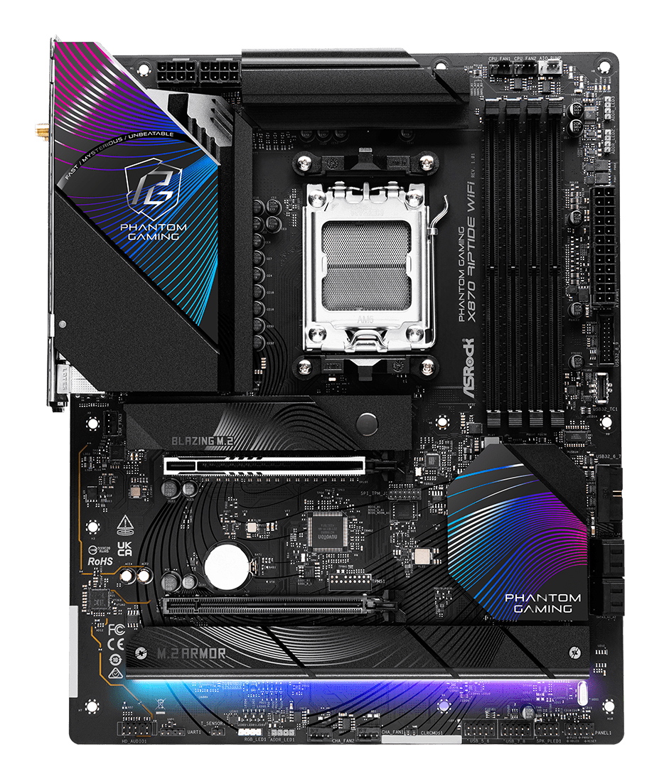 ASRock Phantom Gaming X870 RIPTIDE WiFi - Motherboard - ATX - Socket AM5 - AMD X870 Chipsatz - USB4, USB 3.2 Gen 1, Ansicht 2