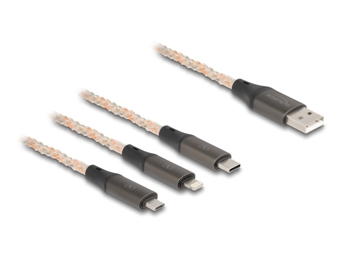 Delock 3 in 1 - Kabel nur zum Laden - USB männlich zu Micro-USB Typ B, Lightning, 24 pin USB-C männlich, Ansicht 2