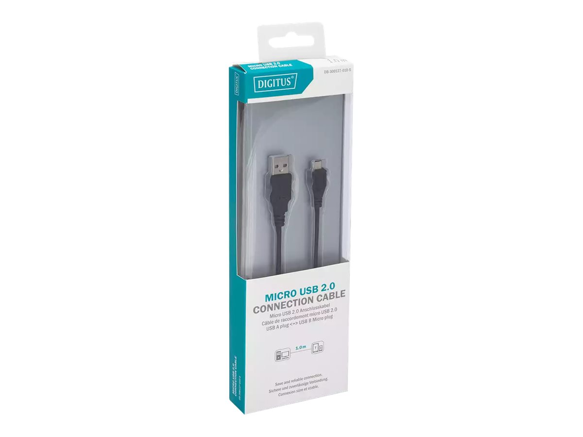 DIGITUS - USB-Kabel - USB (M) zu Micro-USB Type B (M) - USB 2.0 - 1 m - geformt
