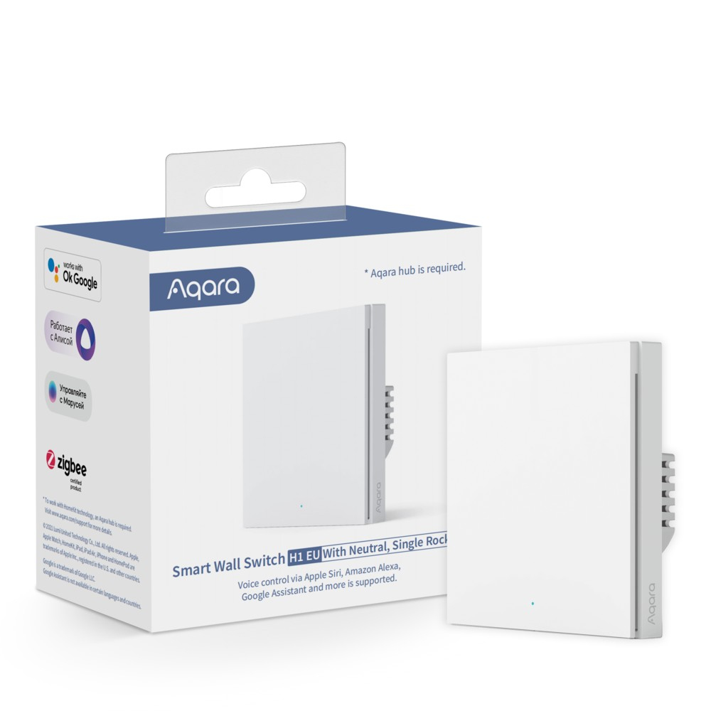 Aqara Smart Wall Switch H1 With Neutral Single Rocker HomeKit, Ansicht 4