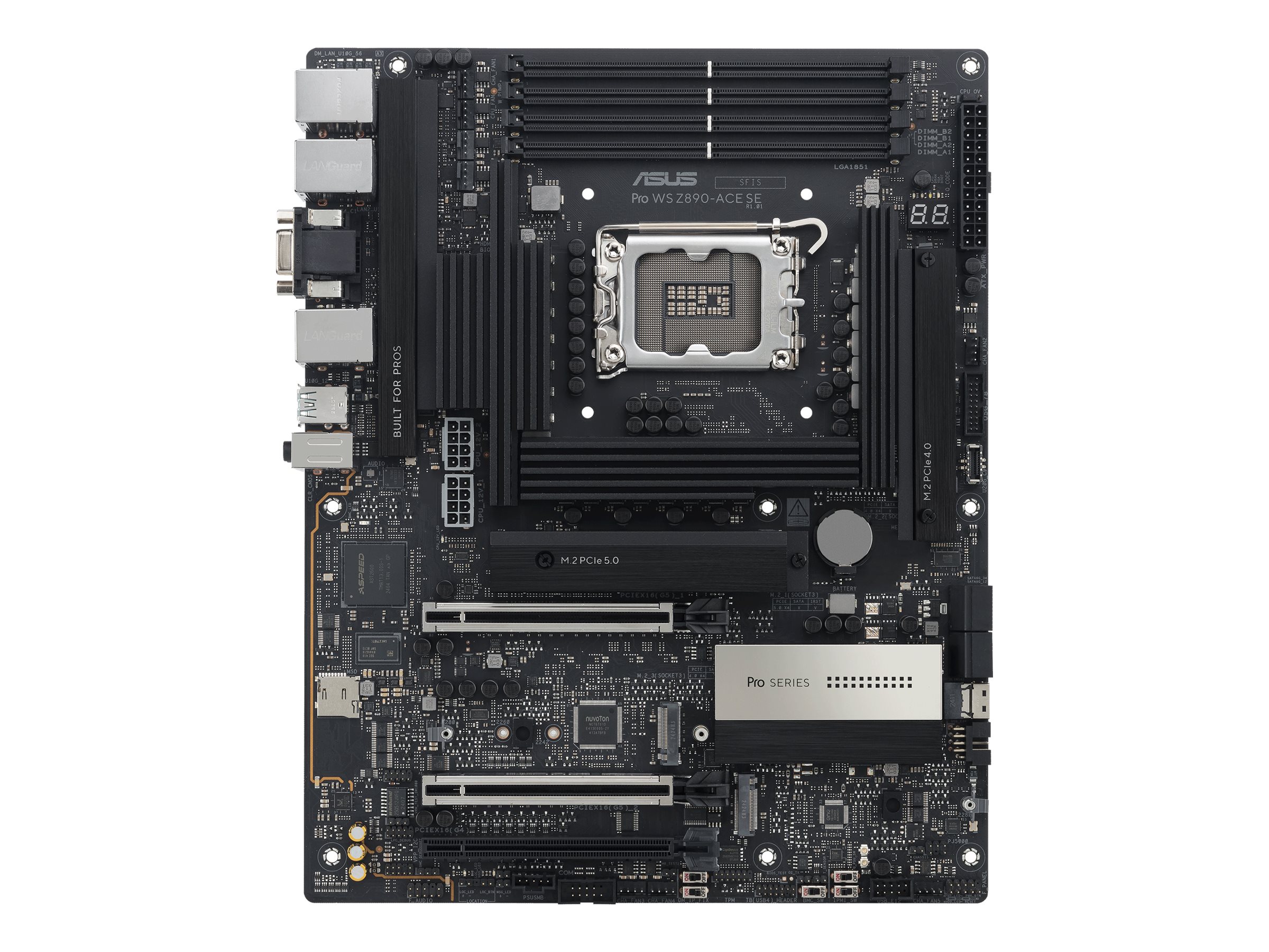ASUS PRO WS Z890-ACE SE - Motherboard - ATX - LGA1851 Sockel - Z890 Chipsatz - USB-C 3.2 Gen 2x2, USB 3.2 Gen 2, USB4, USB 3.2 Gen 1 - 10 Gigabit LAN, 2.5 Gigabit LAN, Gigabit LAN - Onboard-Grafik (CPU erforderlich)