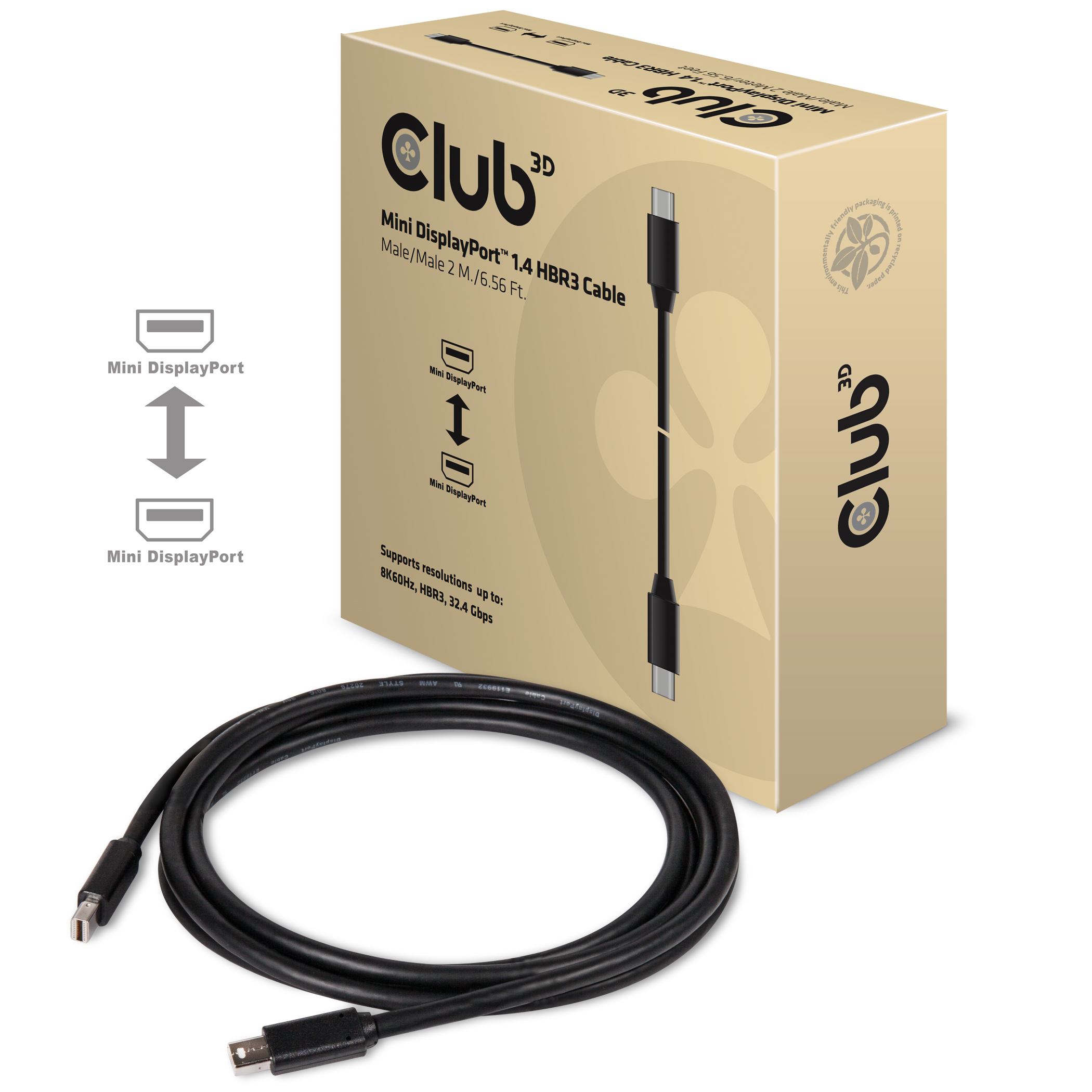 Club 3D DisplayPort-Kabel - Mini DisplayPort (M) - bis Mini DisplayPort (M) - 2 m - eingerastet, Ansicht 2
