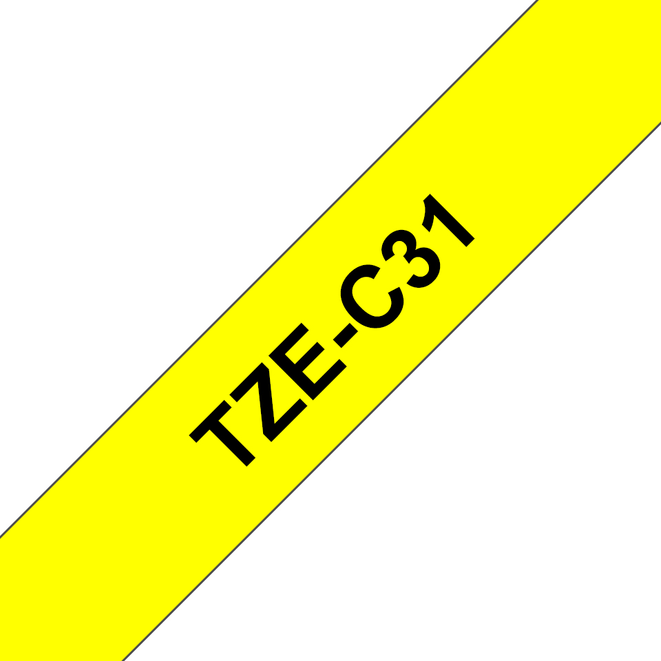 Brother TZe-C31 - Schwarz auf Neongelb - Rolle (1,2 cm x 5 m), Ansicht 2