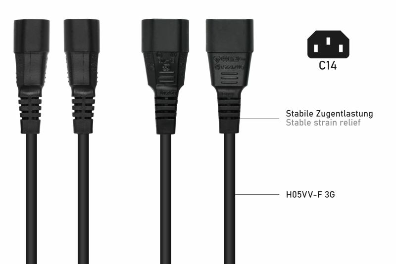 kabelmeister Y-Kaltgeräteverlängerung C20- 2xC13 schw. - Adapter - Strom/Netzteil, Ansicht 4