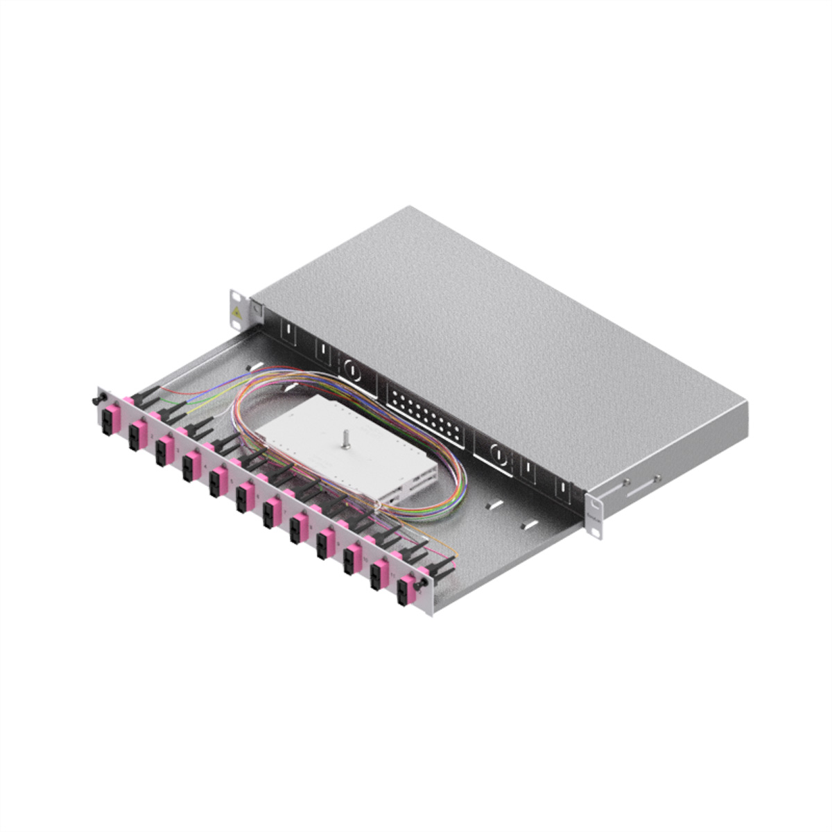 EasyLan LWL-Spleißbox GradeC 19-Zoll 1HE 12 Ports 12x SC-Duplex OM4, Ansicht 2