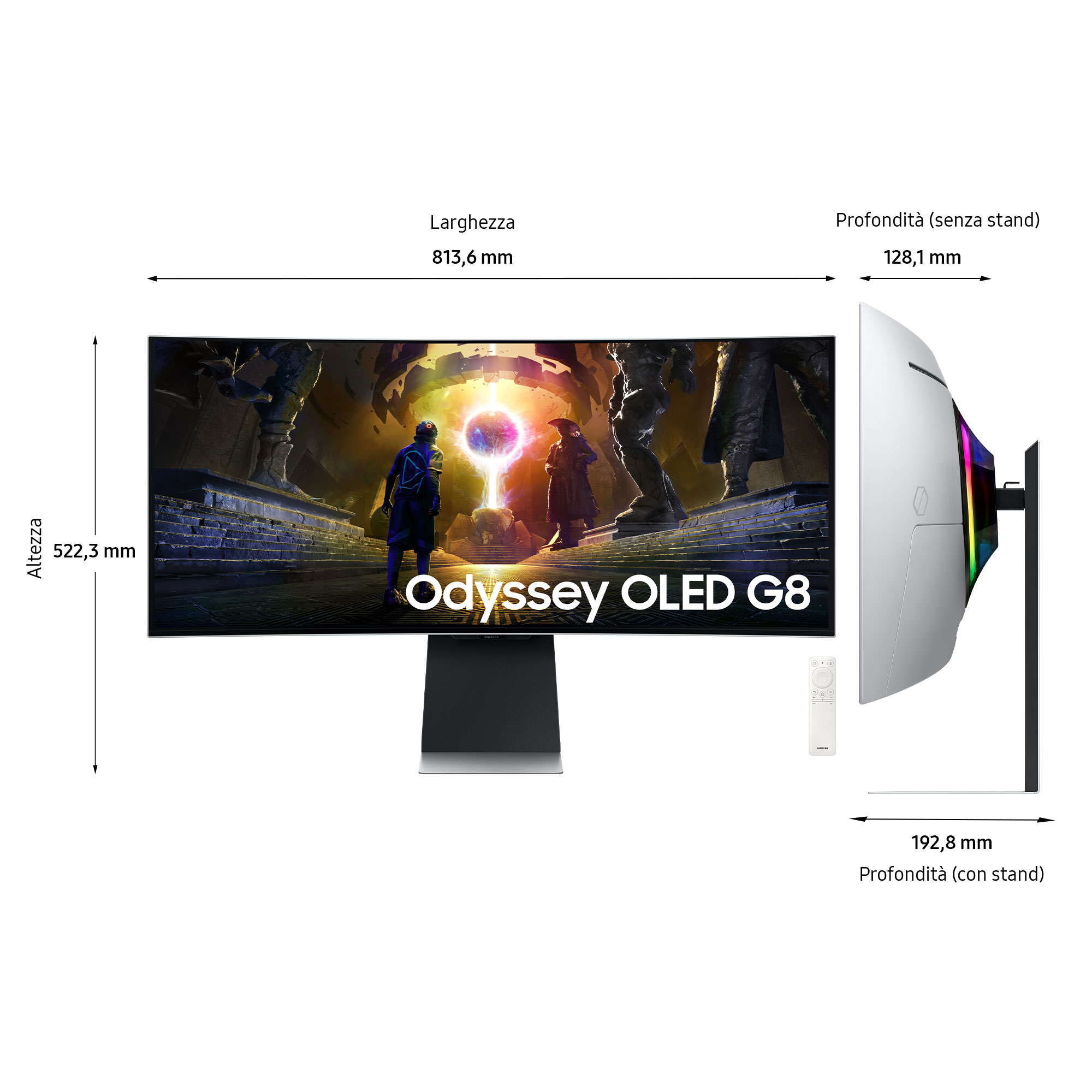 Samsung Odyssey OLED G8 S34DG850SU - G85SD Series - OLED-Monitor - Smart - Gaming - gebogen - 86.4 cm (34), Ansicht 2