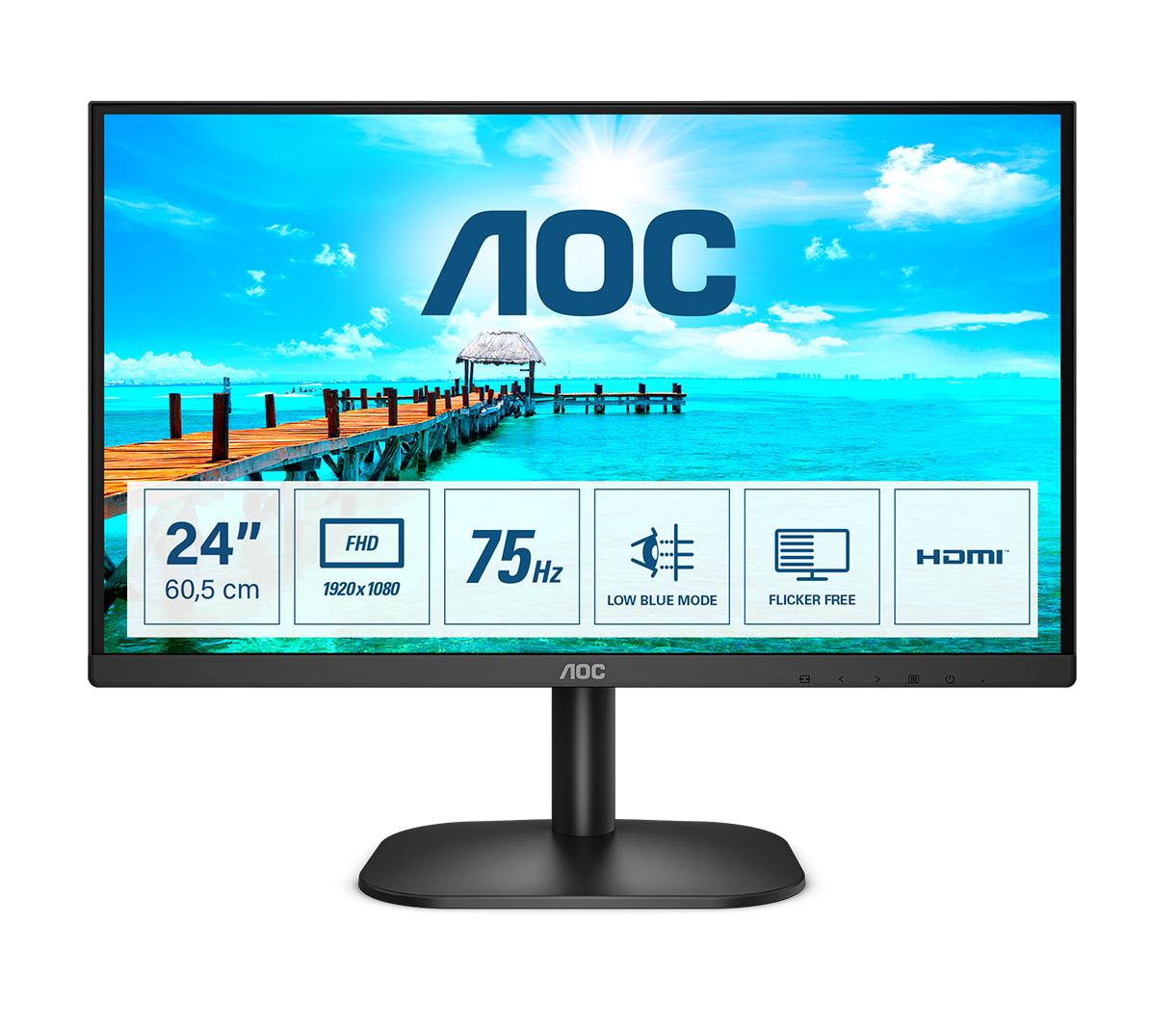 AOC B2 24B2XHM2, 60,5 cm (23.8&quot;), 1920 x 1080 Pixel, Full HD, LCD, 4 ms, Schwarz