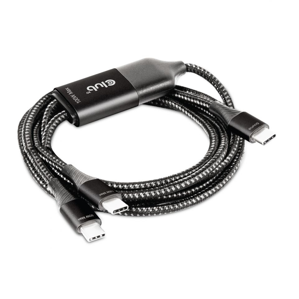 Club 3D USB-Kabel - 24 pin USB-C (M) zu 24 pin USB-C (M) - 1.83 m - USB-Stromversorgung (100 W) - Power Delivery 3.0, Ansicht 2