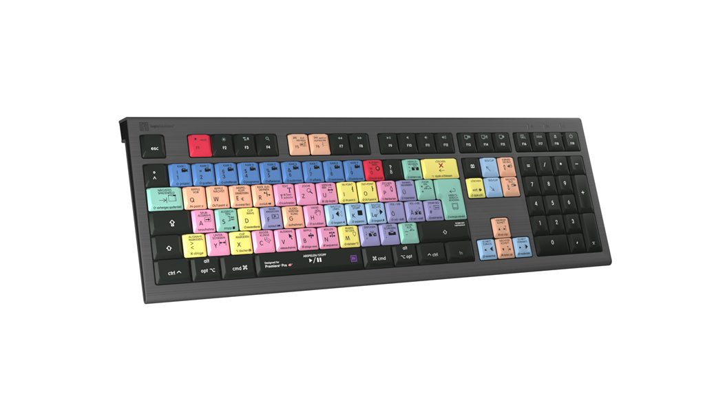 Logickeyboard Adobe Premiere Pro CC Astra 2 - Kabelgebunden - USB - Scherenschalter - LED - Grau - TL: Deutsch, QWERTZ, Ansicht 4