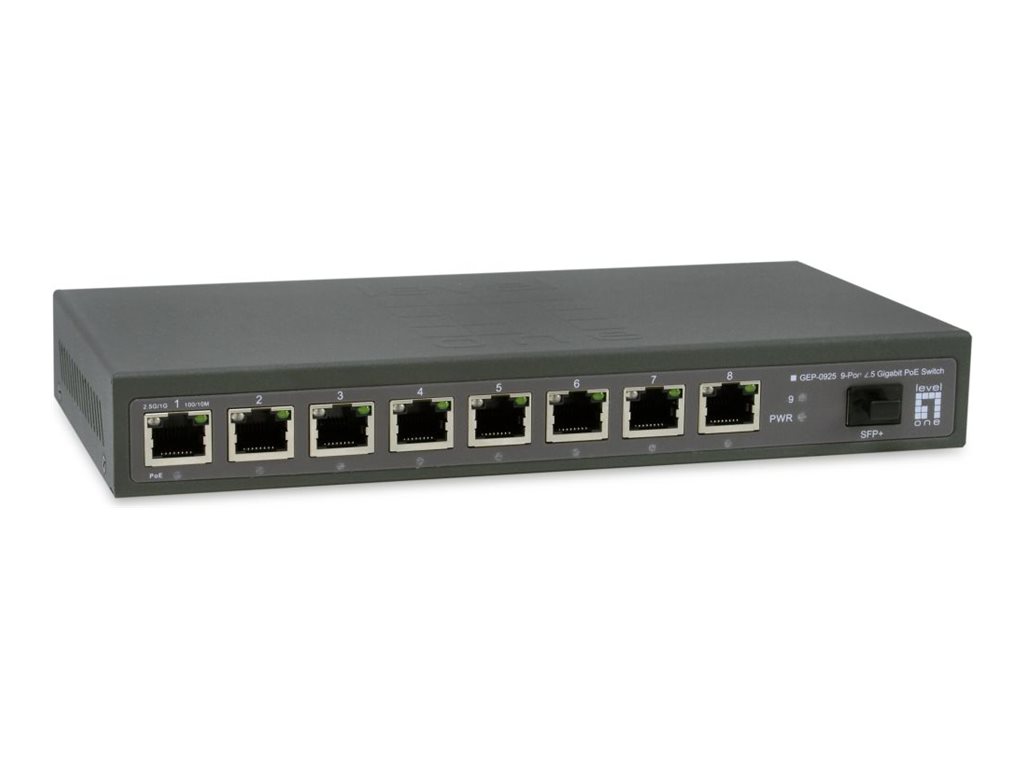 LevelOne GEP-0925 - Switch - 802.3af/at/bt - 8 x 100/1000/2.5G + 1 x 10 Gigabit SFP+ (Uplink)