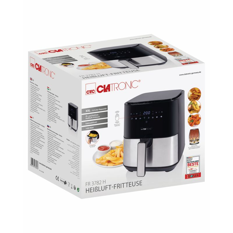 Clatronic FR 3782 H - Heißluftfritteuse - 5 l - 80 °C - 200 °C - Einzelbild - Schwarz - Edelstahl, Ansicht 4