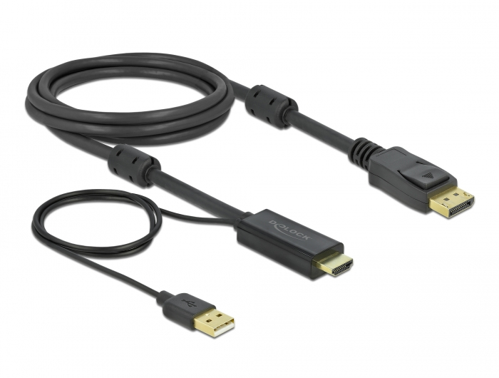 Delock 85964 - 2 m - HDMI Typ A (Standard) - DisplayPort + USB Type-A - Männlich - Männlich - Gerade