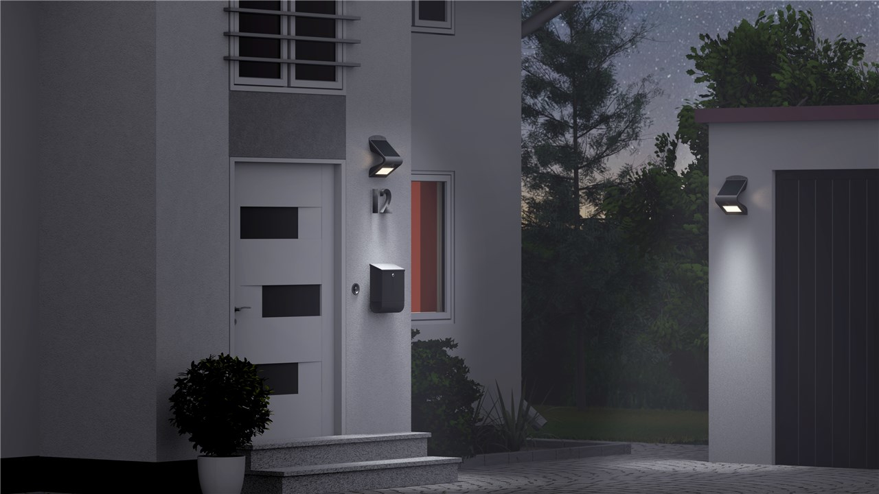 Goobay LED-Solar-Wandleuchte mit Bewegungsmelder - 1,5 W - schwarz - 220 lm - 4000 K - 80 Ra - IP65 - 1200 mAh Li-Ion, Ansicht 3
