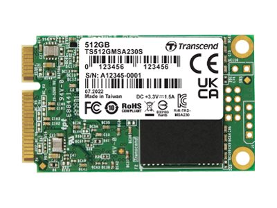 TRANSCEND 512GB mSATA SSD SATA3 3D TLC (TS512GMSA230S)