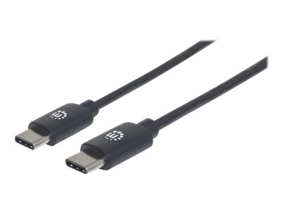 Manhattan USB-C to USB-C Cable, 50cm, Male to Male, Black, 480 Mbps (USB 2.0), Hi-Speed USB, Lifetime Warranty, Polybag - USB-Kabel - USB-C (M) zu USB-C (M) - USB 2.0 - 3 A - 50 cm