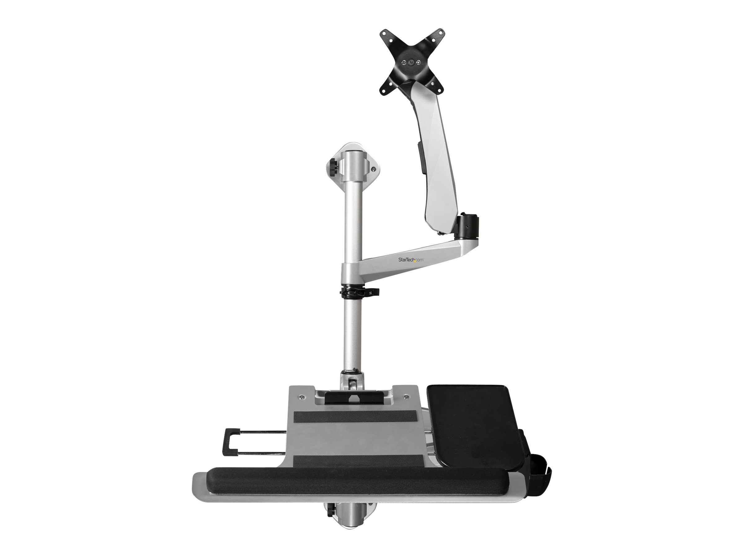 StarTech.com WALLSTSI1 Computer-Workstation für die Wandmontage - Beweglicher Monitorarm - Tastaturarm - Sitz-Steh-Schreibtisch - Befestigungskit (Stange, Maushalterung, Handgelenkkissen, Federarm, Wandmontagehalterung, Tastatur-Tablett, Monitorhalterung,