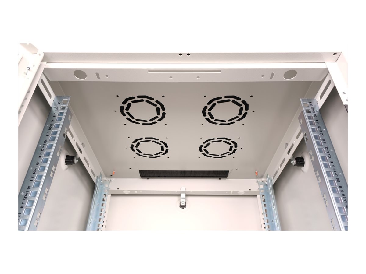 ROLINE 19 Zoll Netzwerkschrank Basic 22 600x600 BxT Glastür grau, Ansicht 4