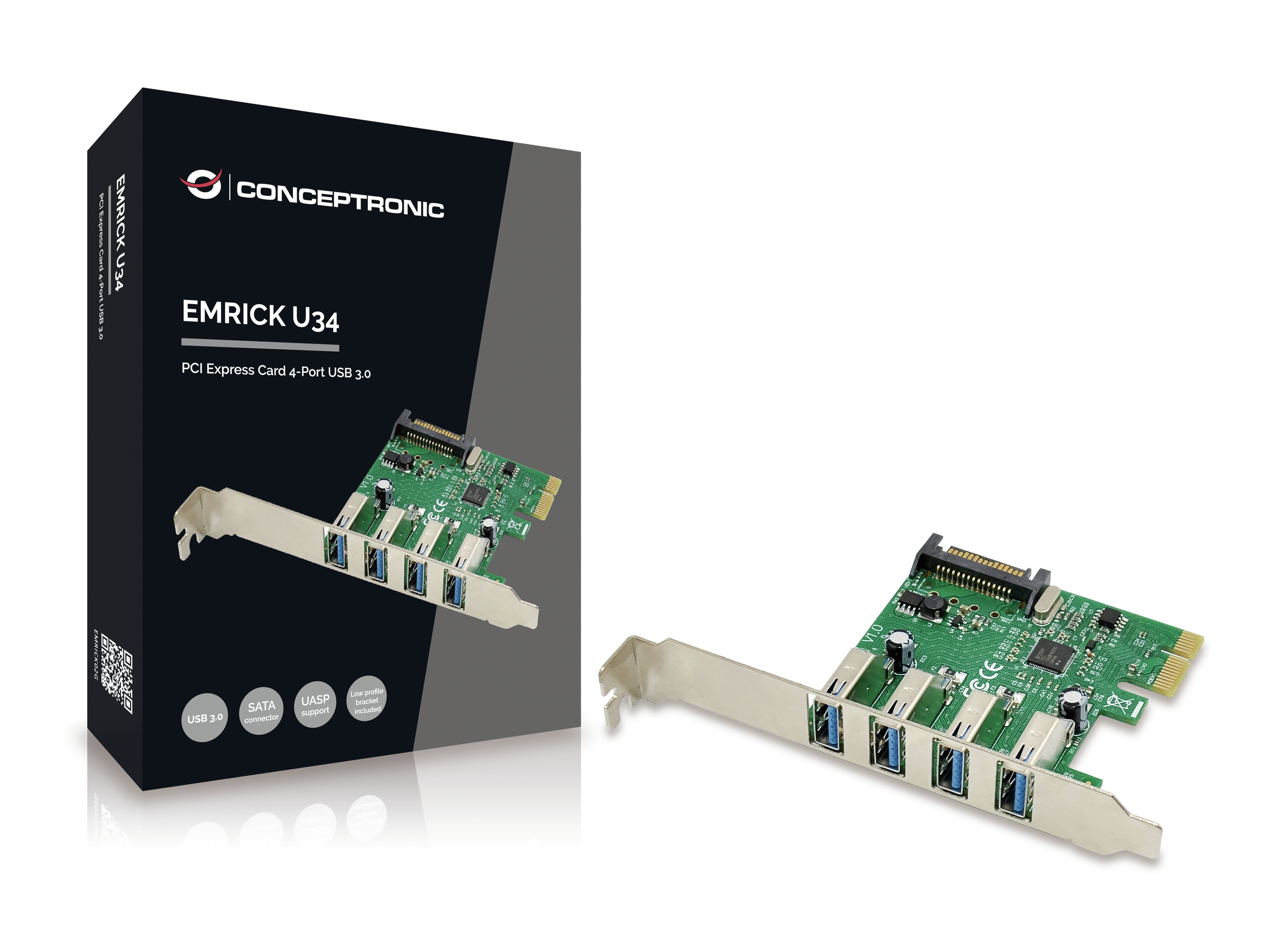 Conceptronic Emrick U34 - USB-Adapter - PCIe Low-Profile, Ansicht 2