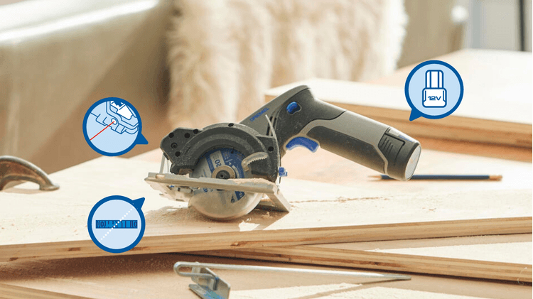 Dremel Akku-Kreissäge 12V mit Laser CS12V-S1 Akku-Handkreissäge, Ansicht 3