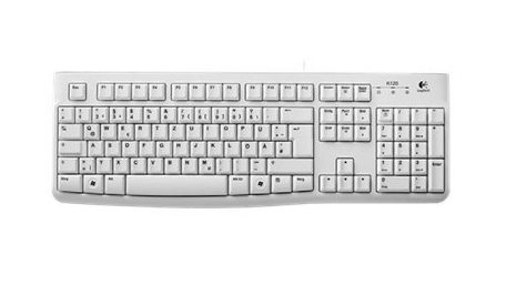 Logitech Keyboard K120 for Business, Volle Größe (100%), Kabelgebunden, USB, QWERTZ, Weiß