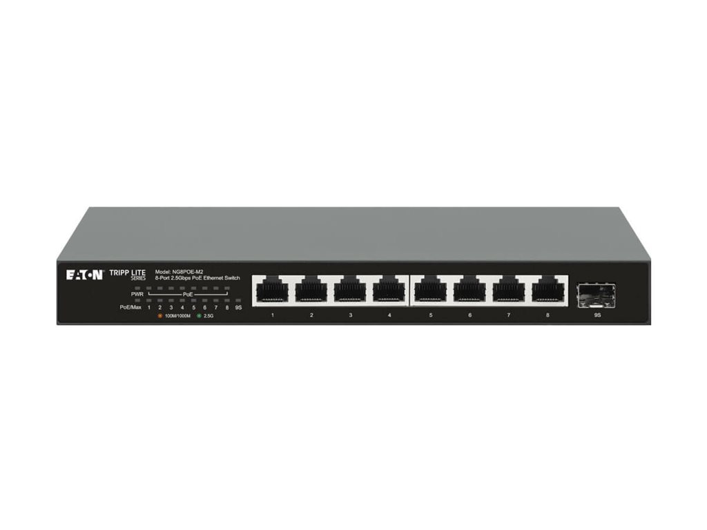 Eaton Tripp Lite series Desktop Gigabit Ethernet Unmanaged Switch, PoE+ Pass-Through 8-Port 2.5 Gbps 100W, Ansicht 3