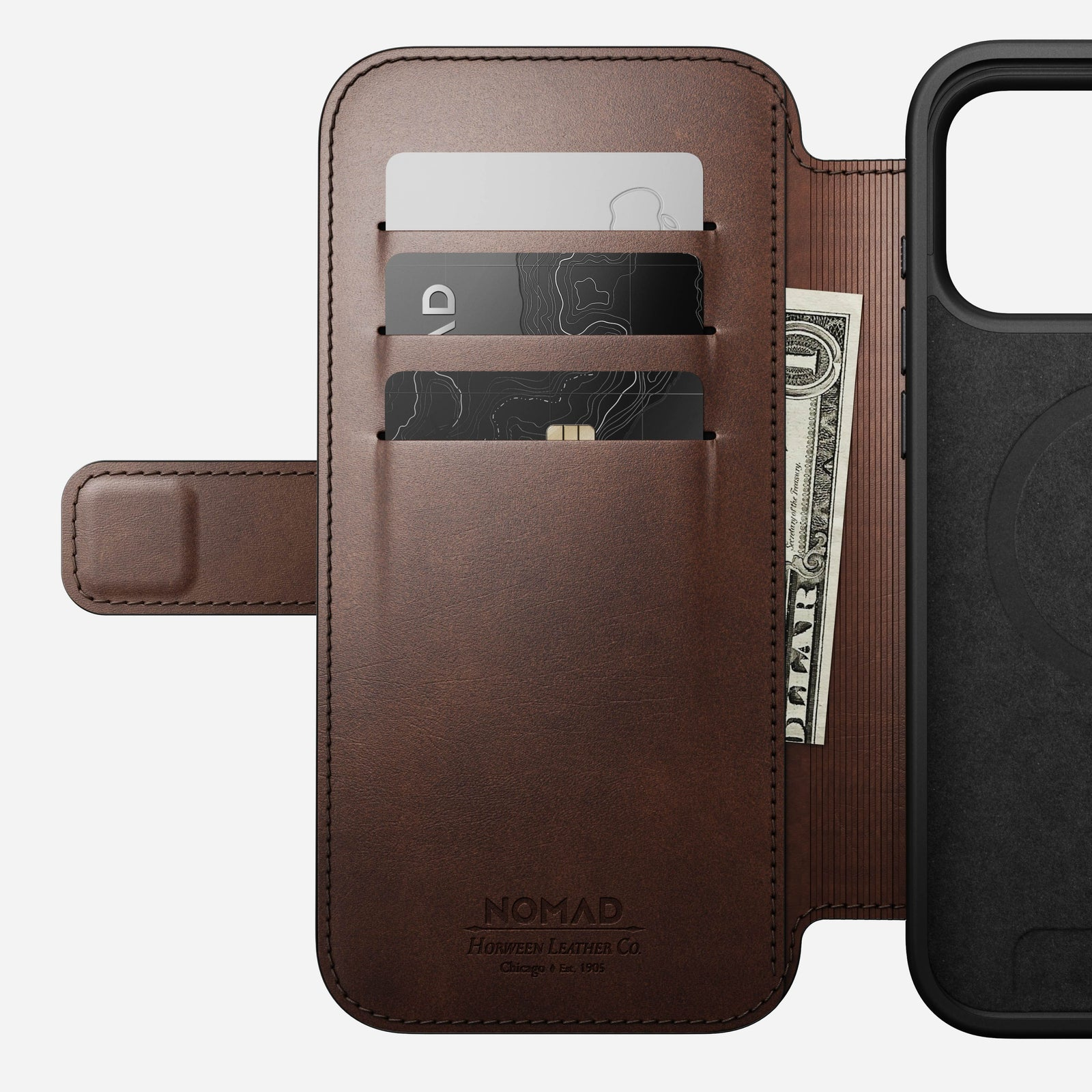 Nomad Modern Leather Folio iPhone 17 Pro Max Rustic Brown H, Ansicht 3