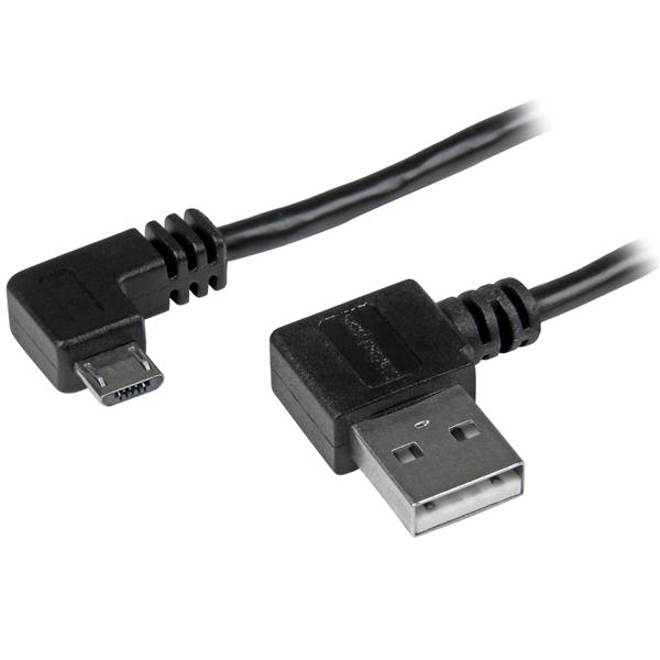 StarTech.com Micro USB Kabel mit rechts gewinkelten Anschlüssen - Stecker/Stecker - 1m, 1 m, USB A, Micro-USB B, USB 2.0, Männlich/Männlich, Schwarz