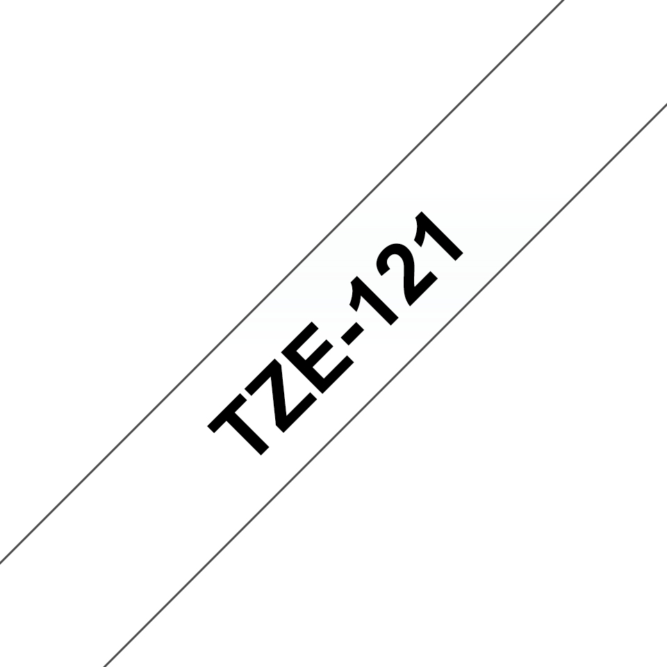Brother TZe-121 - Standard-Klebstoff - schwarz auf durchsichtig - Rolle (0,9 cm x 8 m), Ansicht 2