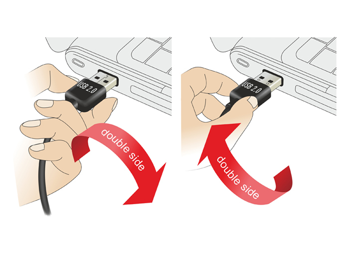 Delock Adapter EASY-USB 2.0-A male > USB 2.0-A female angled left / right - Gender Changer USB - USB (W), Ansicht 3