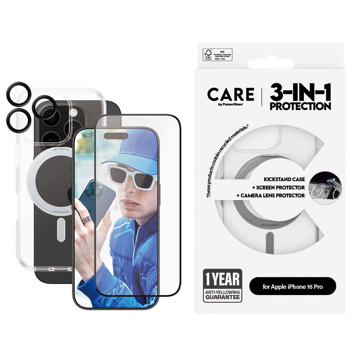 PanzerGlass CARE by PanzerGlass - 3-in-1 Schutzpacket - hintere Abdeckung für Mobiltelefon, Ansicht 4