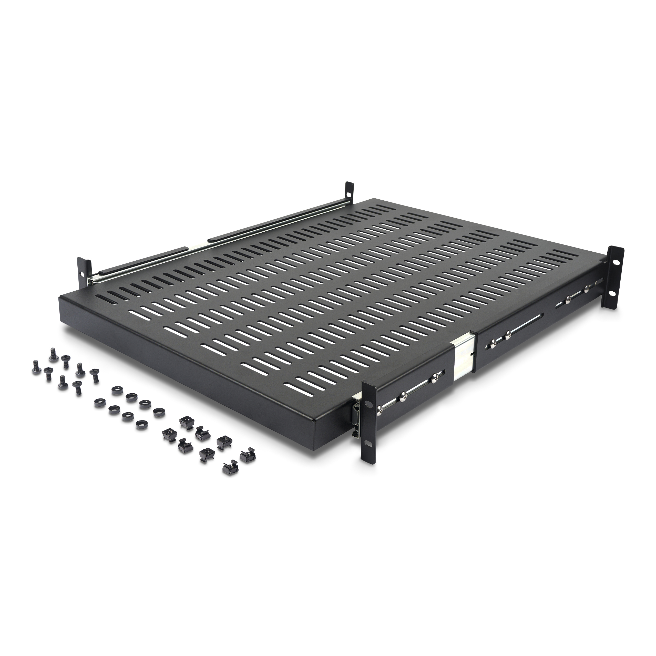 StarTech.com 2HE ausziehbarer Rack-Fachboden belüftet - 22.7kg - 19 Serverschrank Rack-Shelf - Schwarz - Rack - Regal, Ansicht 4