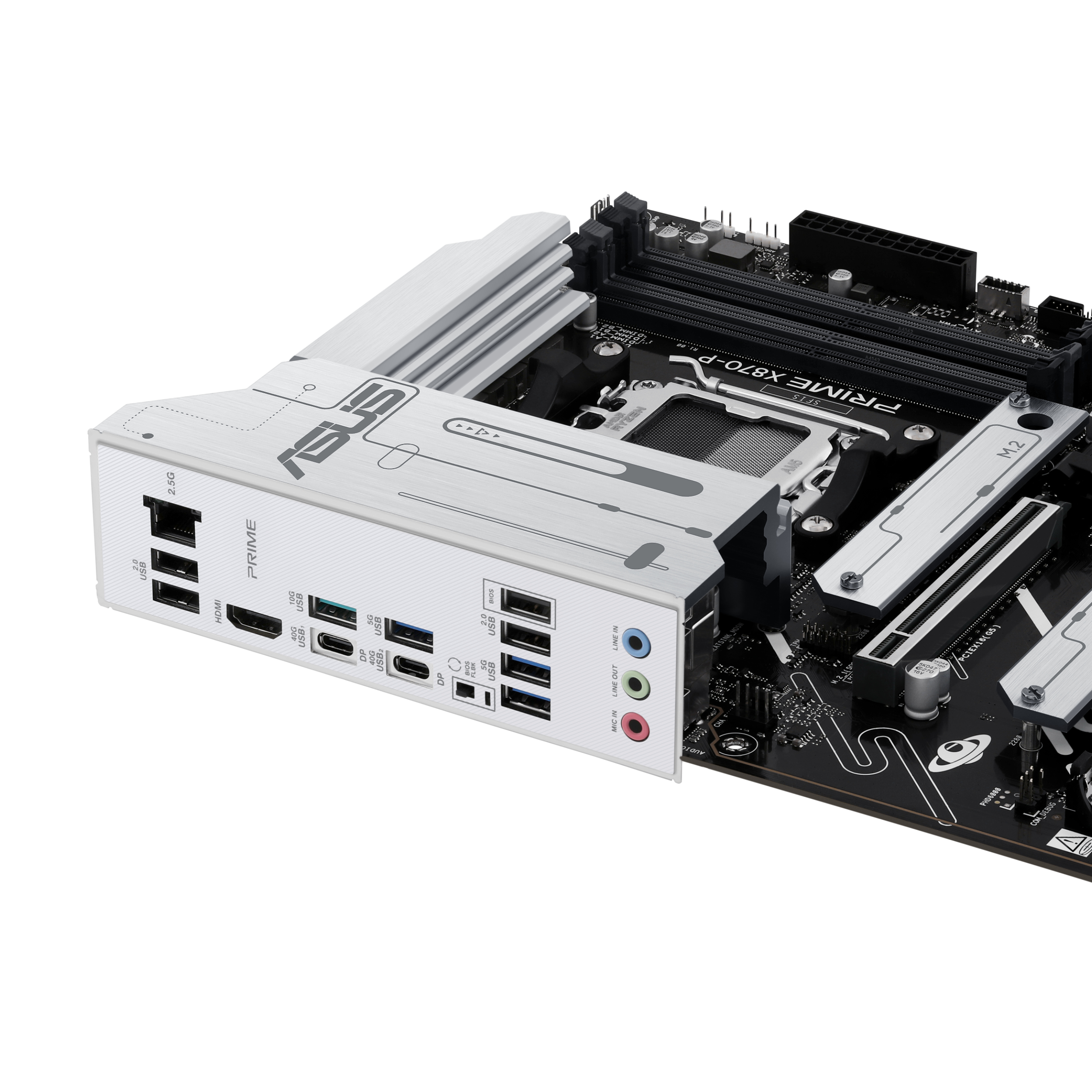 ASUS PRIME X870-P - Motherboard - ATX - Socket AM5 - AMD X870 Chipsatz - USB4, USB 3.2 Gen 2, USB-C 3.2 Gen2, Ansicht 3