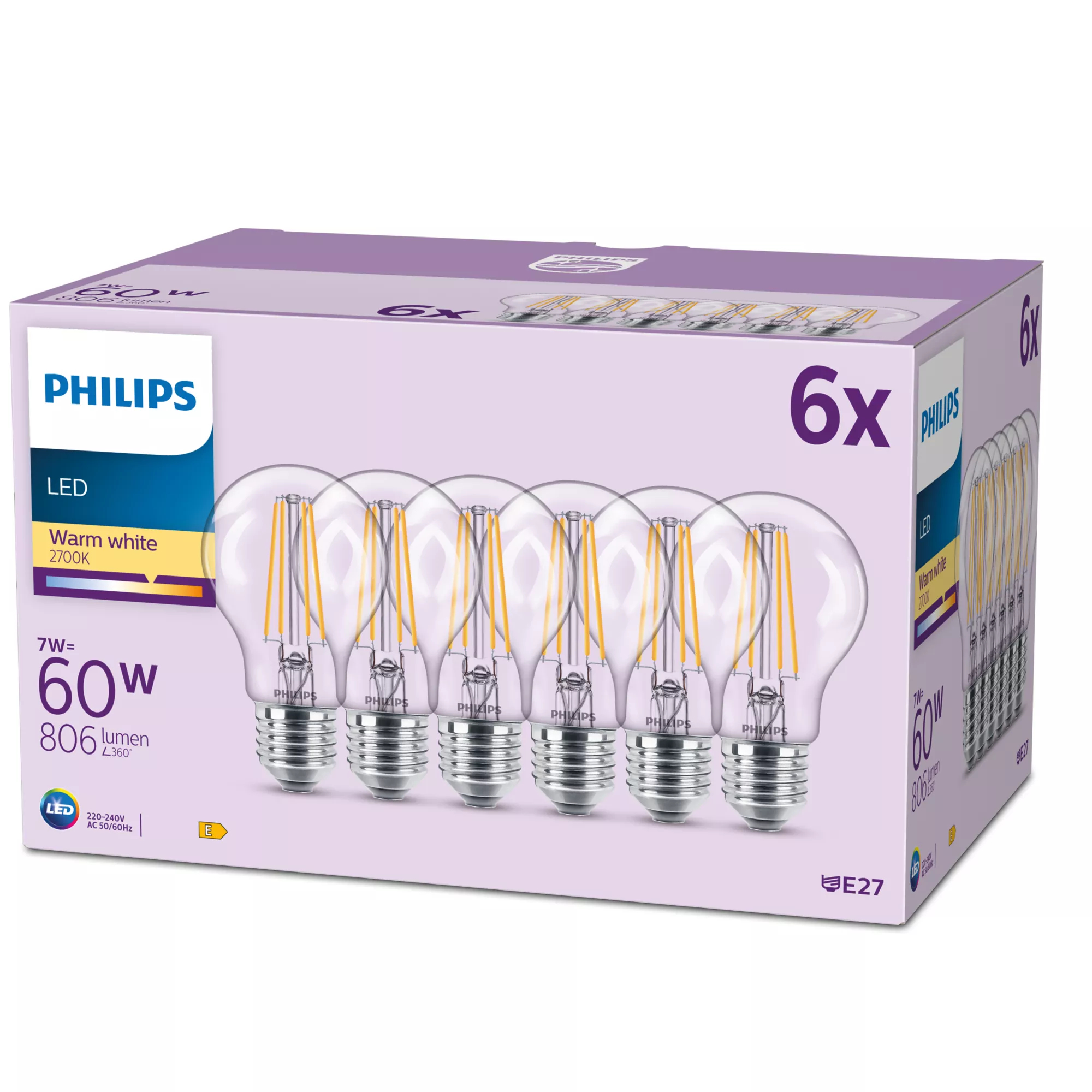 Philips LED Classic - LED-Lampe - Form: A60 - E27 - 7 W (Entsprechung 60 W), Ansicht 2