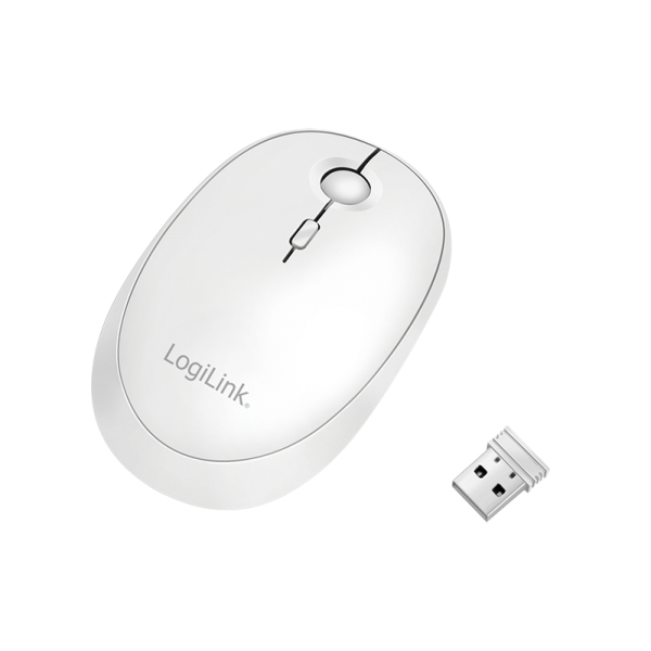 LogiLink Maus - optisch - kabellos - 2.4 GHz, Bluetooth 4.0 - kabelloser Empfänger (USB) - Weiß, Ansicht 2
