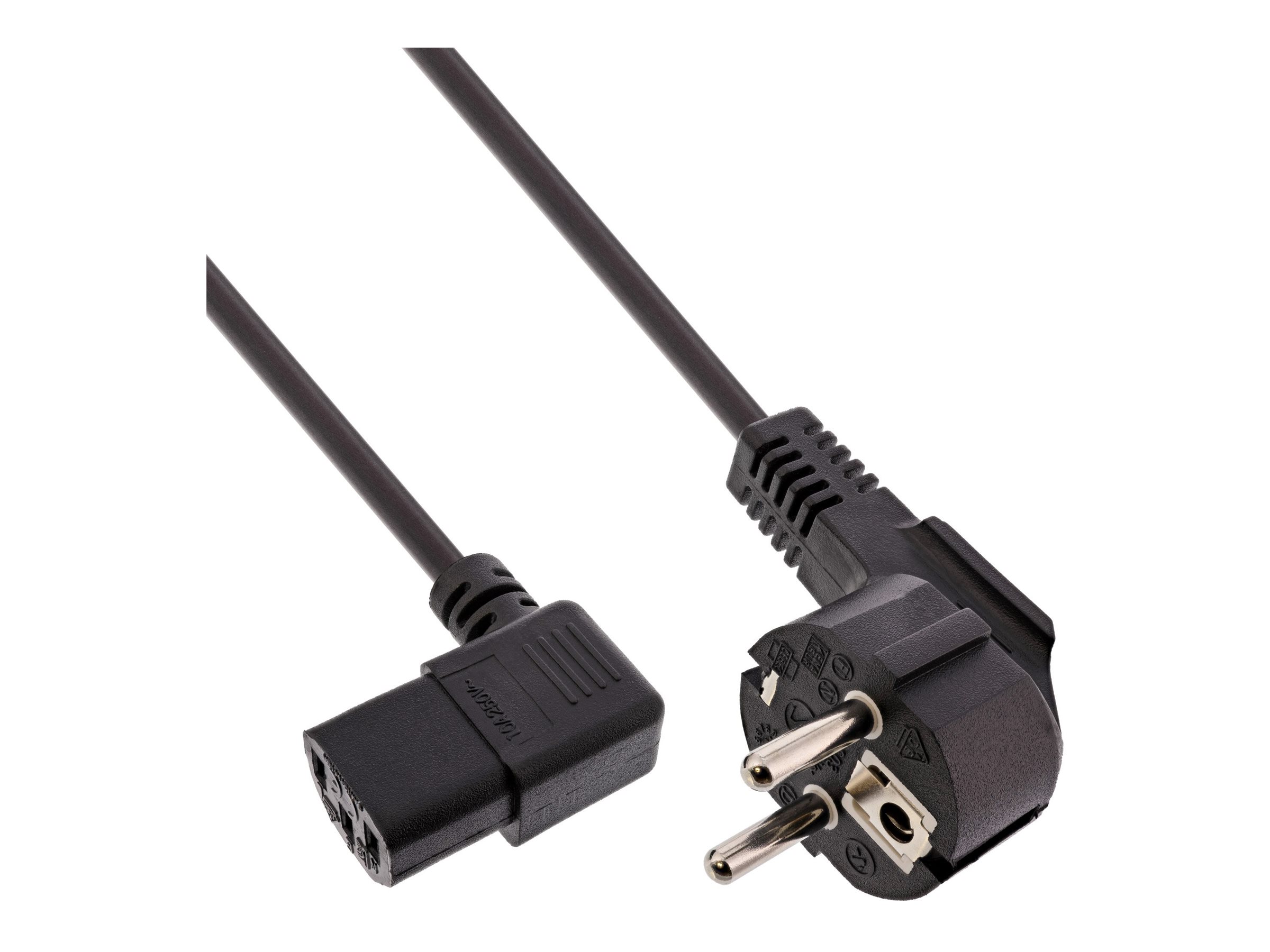 InLine Netzkabel - Schutzk. gew. / Kaltgerätest. C13 links abgew. - 0,5m Image