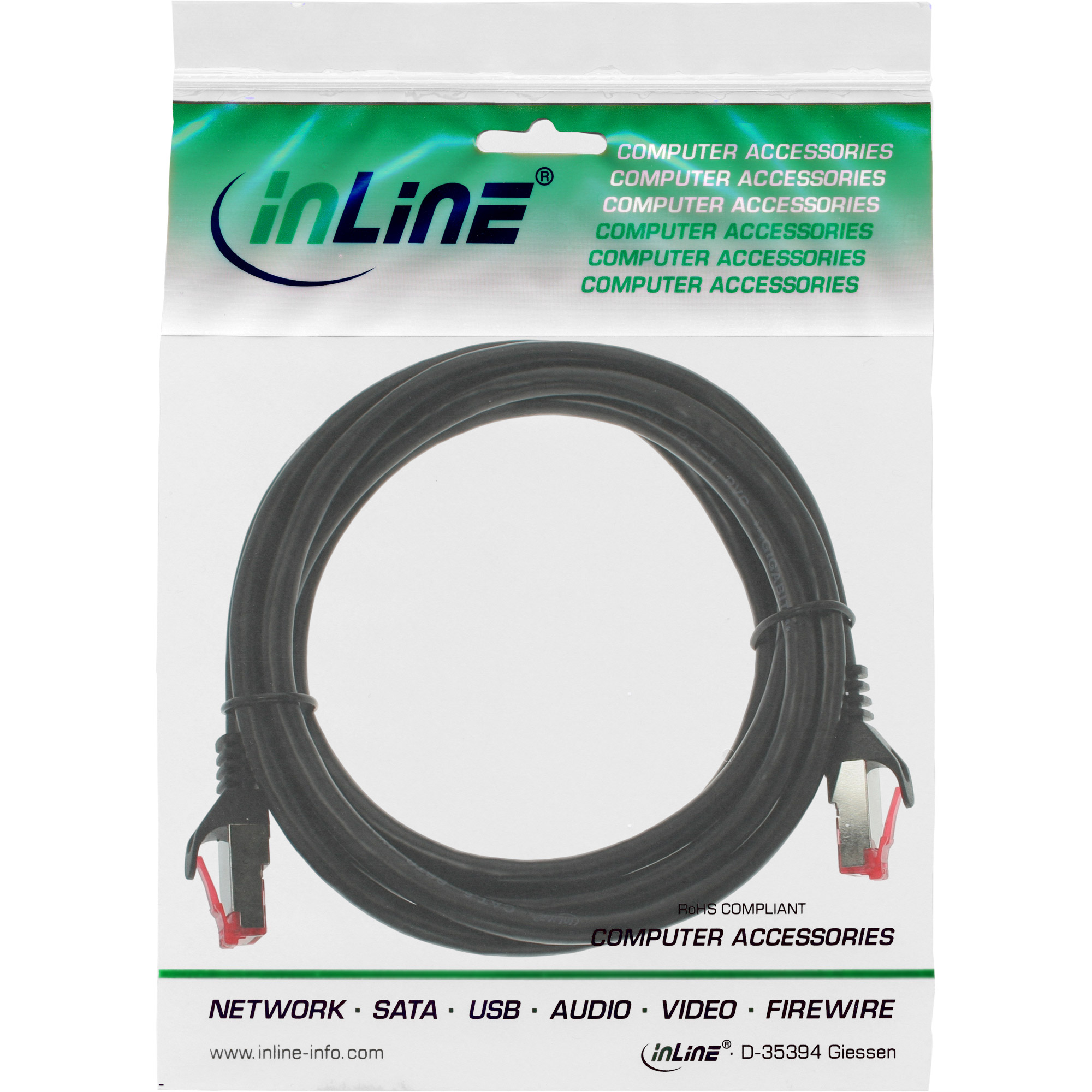 InLine Patchkabel - SFTP (PiMf) - Cat.6 - 250MHz - PVC - CCA - schwarz - 1m