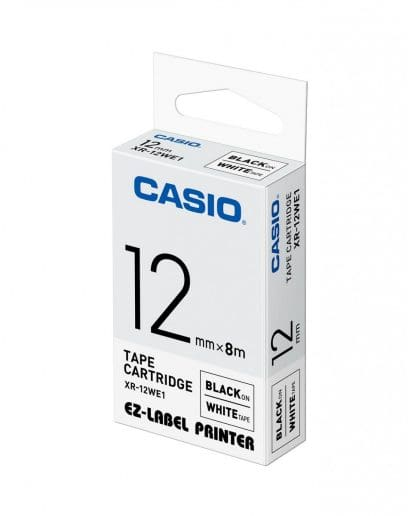 Casio XR-12WE1 - Selbstklebend - Schwarz auf Weiß - Rolle (1,2 cm x 8 m), Ansicht 2