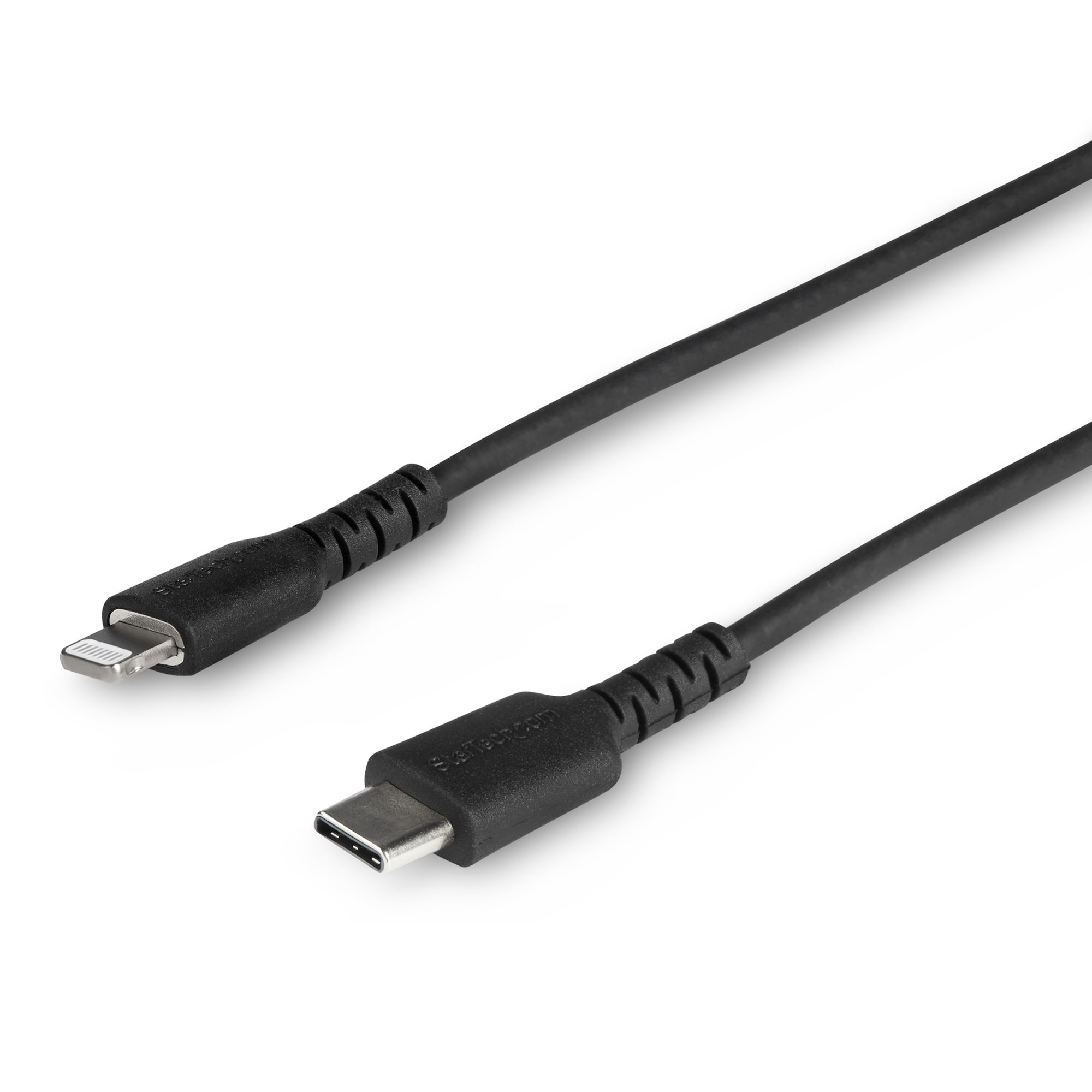 StarTech.com 1m strapazierfähiges schwarzes USB-C auf Lightning-Kabel - Hochbelastbare, robuste Aramidfaser - USB Typ-C auf Lightningkabel - Lade-/Synchronisationskabel - Apple MFi-zertifiziert iPad/iPhone 12, Schwarz, USB C, Lightning, 1 m, Männlich, Männlich