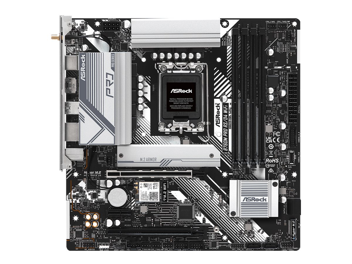 ASRock B760M Pro RSD4 WiFi - Motherboard - micro ATX - LGA1700-Sockel - B760 Chipsatz - USB 3.2 Gen 1 USB-C 3.2 Gen 1 - 2.5 Gigabit LAN Bluetooth Wi-Fi - Onboard-Grafik (CPU erforderlich)