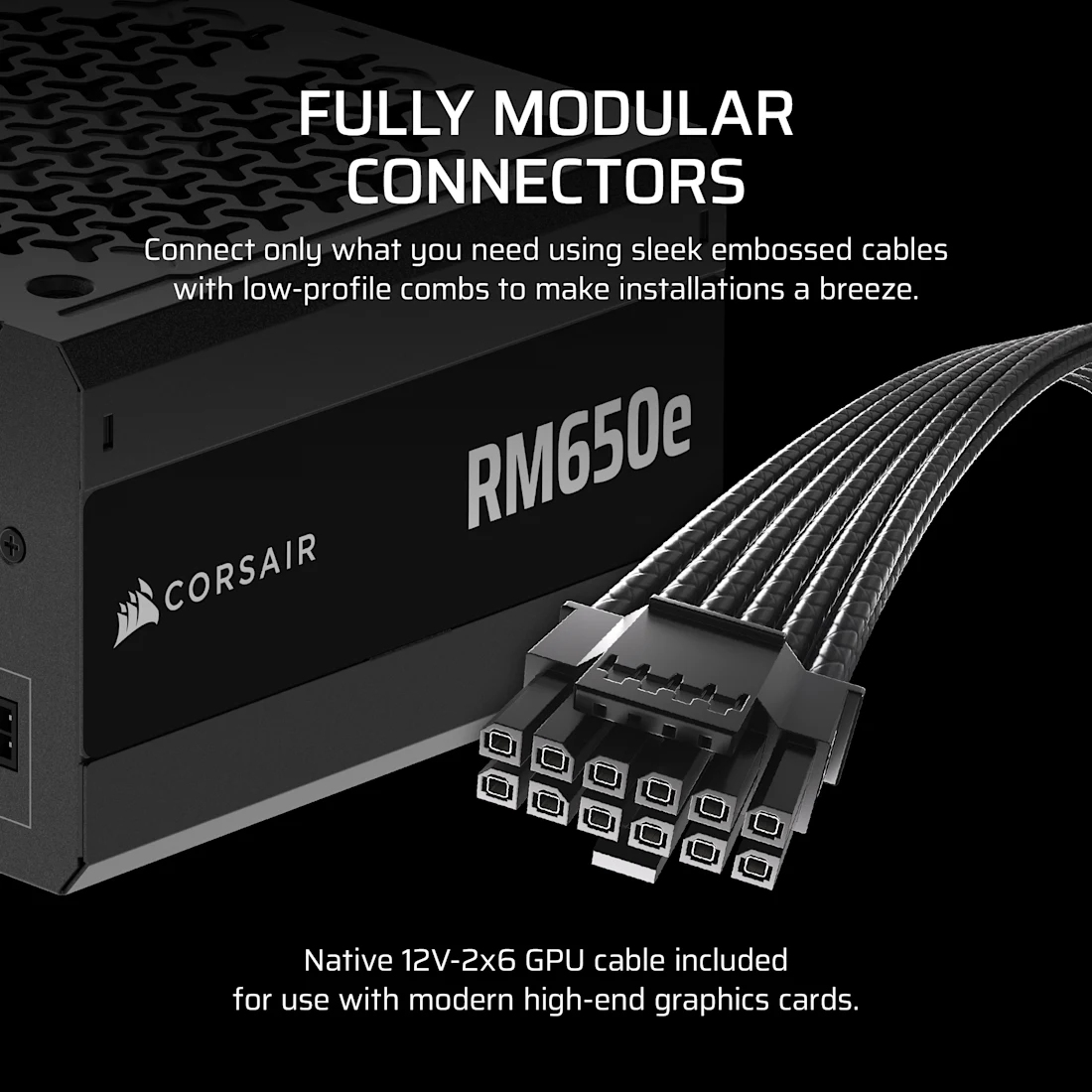 Corsair RMe Series RM650e - Netzteil (intern) - ATX 3.1 - 80 PLUS Gold - Wechselstrom 100-240 V - 650 Watt - Europa, Ansicht 3