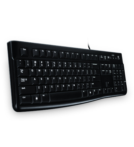 Logitech K120 Corded Keyboard, Volle Größe (100%), Kabelgebunden, USB, QWERTZ, Schwarz